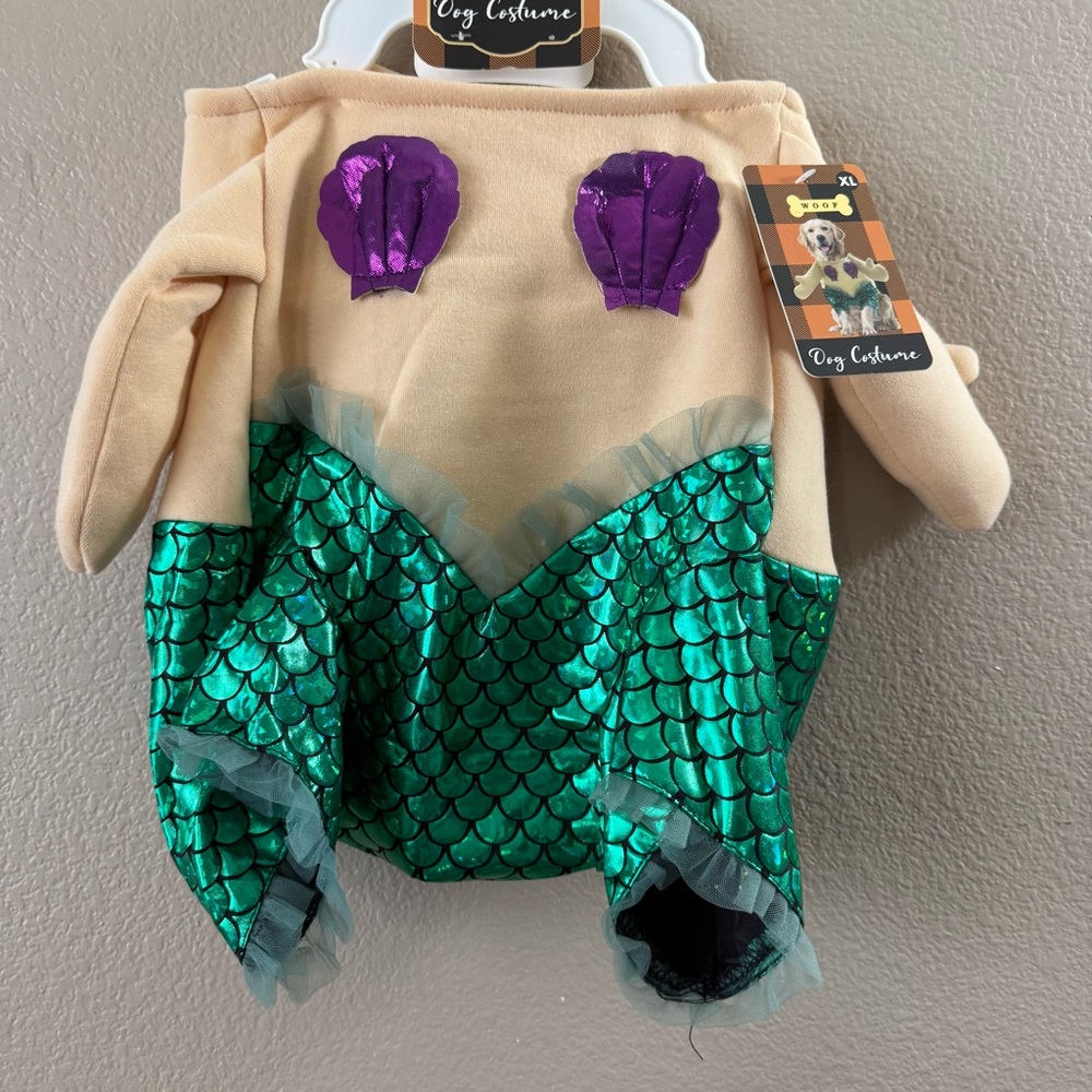 Dog Mermaid Costume - Green and Purple